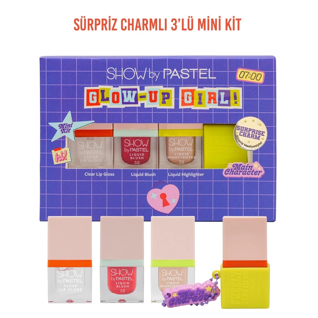 Show by Pastel Glow Up Girl Mini Makyaj Seti Main Character (Dudak Parlatıcısı + Allık + Highlighter)