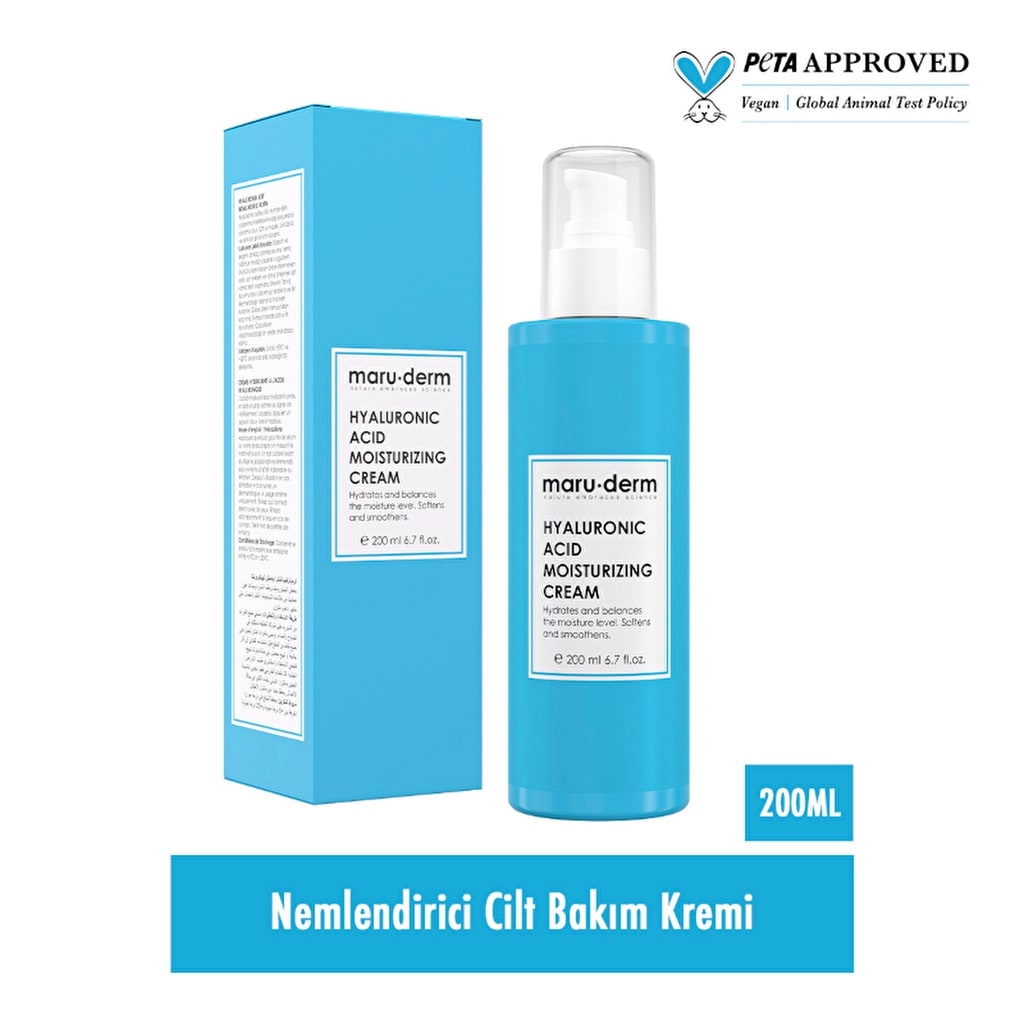 Maruderm Hyalüronik Asit Nemlendirici Yüz ve Vücut Cilt Bakım Kremi 200 ml