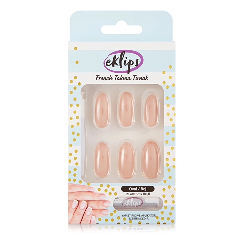 Eklips Takma Tırnak Bej Oval Şekilli 24'lü