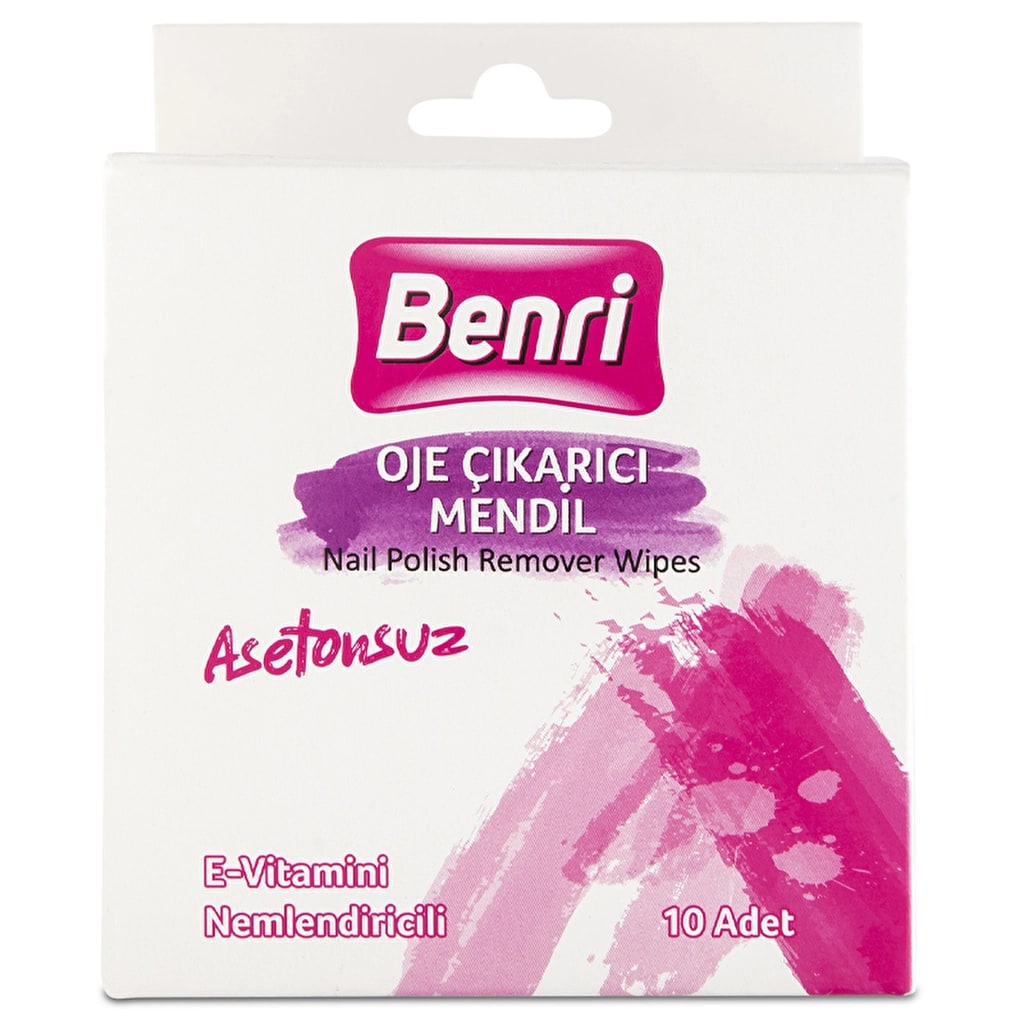 Benri Asetonsuz Oje Çıkarıcı Mendil 10'lu