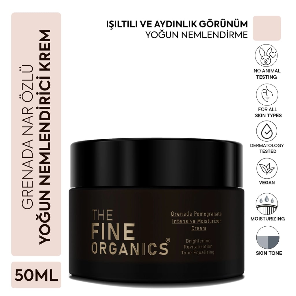 The Fine Organics Grenada Narı Özlü Yoğun Nemlendirici, Aydınlatıcı, Ton Eşitleyici Su Bazlı Yüz Kremi 50 ml