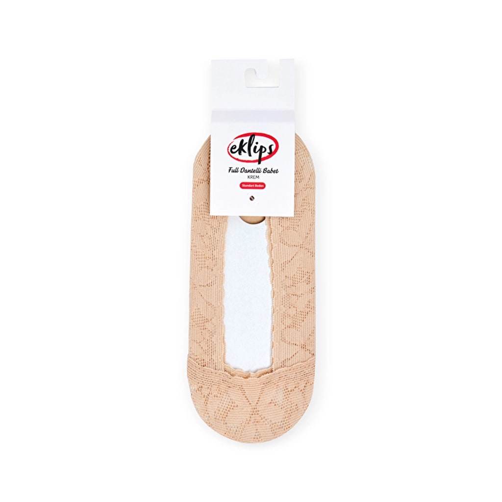 Eklips Full Dantelli Babet Çorabı Krem
