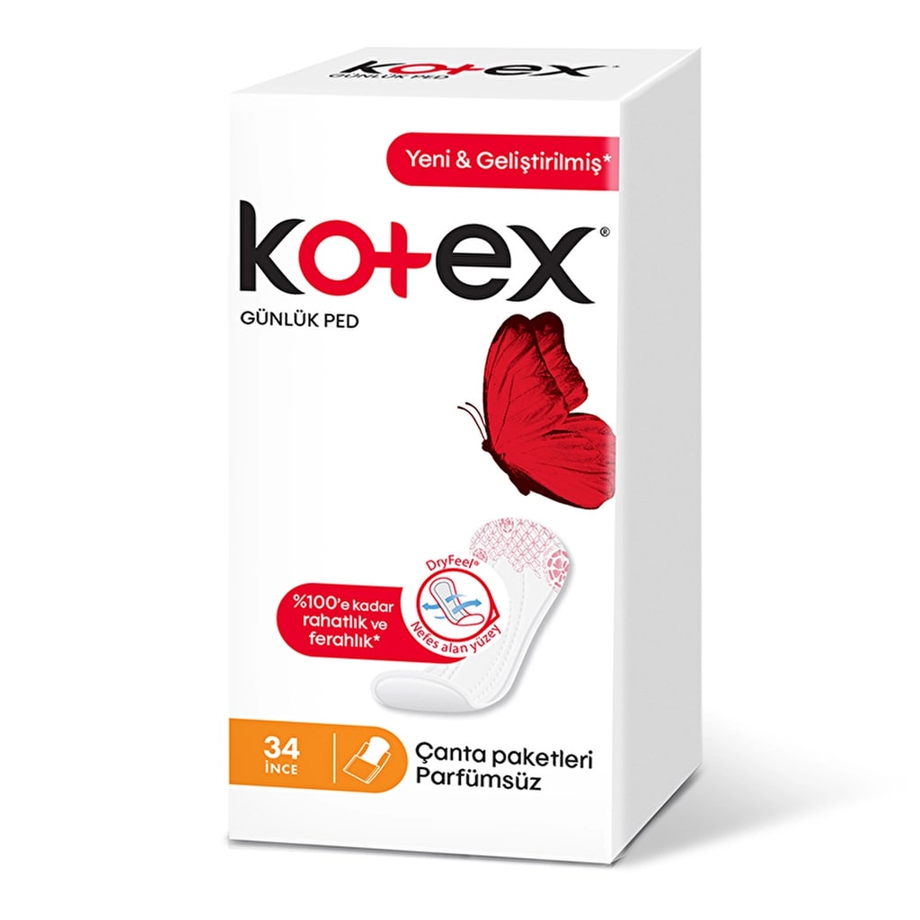 Kotex Lightdays Günlük Ped Parfümsüz İnce 34'lü