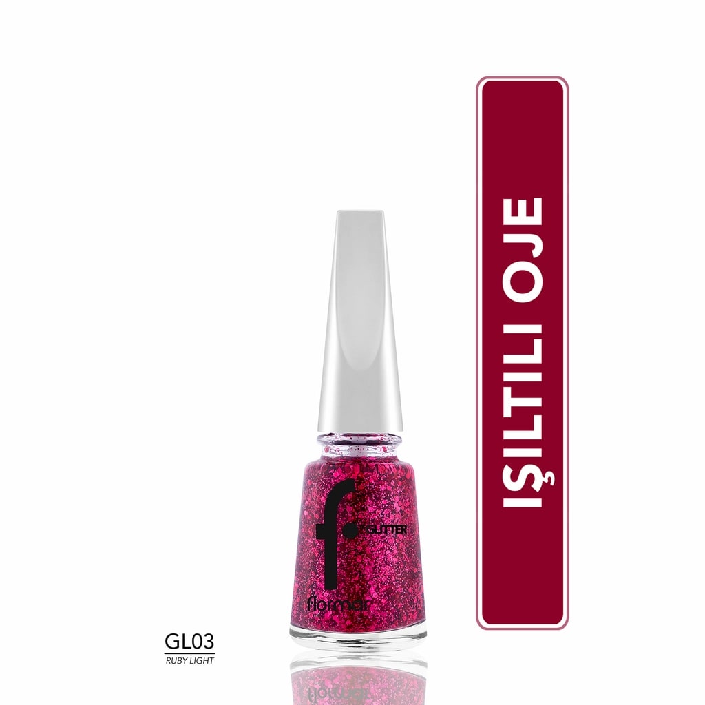 Flormar Glitter Yarı Saydam Simli Oje GL03 Ruby Light