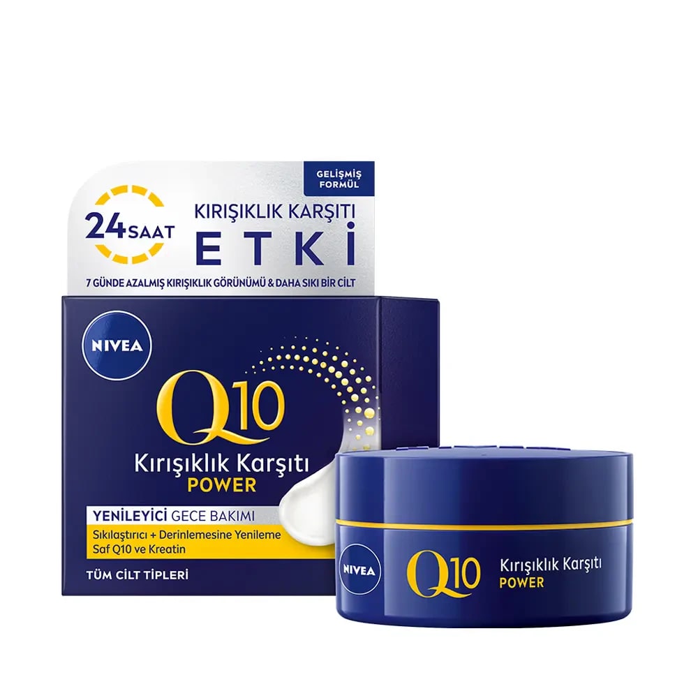 Nivea Q10 Power Kırışık Karşıtı +Sıkılaştırıcı Yenileyici Gece Kremi 50 Ml