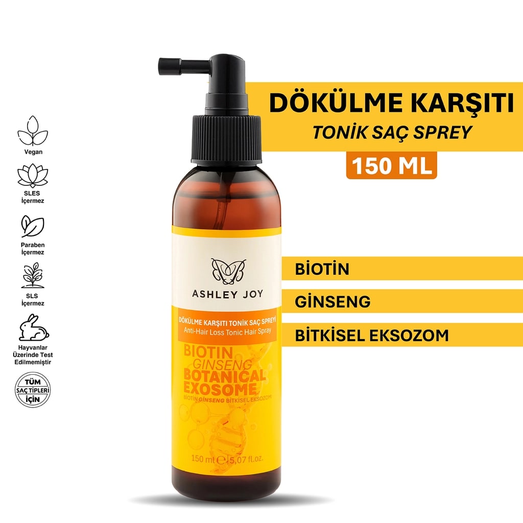 Ashley Joy Bitkisel Eksozom Destekli Dökülme Karşıtı Tonik Saç Spreyi 150 ml