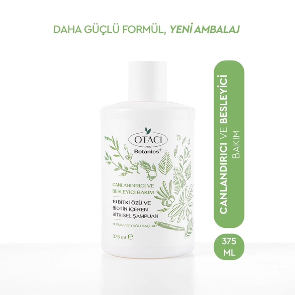 Otacı Botanics+ Canlandırıcı Bitkisel Bakım Şampuanı 10 Bitki ve Biotin 375 ml