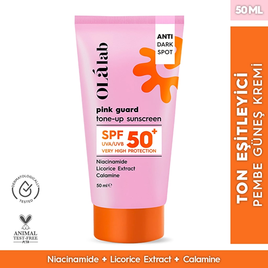 Olalab Aydınlatıcı Ton Eşitleyici SPF 50+ Yüksek UV Koruma Pembe Yüz Güneş Kremi 50 ml