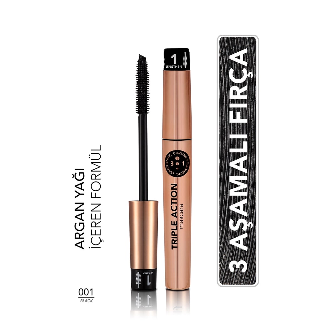 Flormar Triple Action 3 Kademeli Maskara 001 Triple Action Mascara