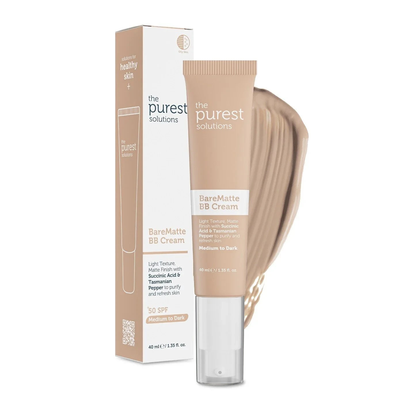 The Purest Solutions Barematte BB Krem Medium to Dark 40 ml