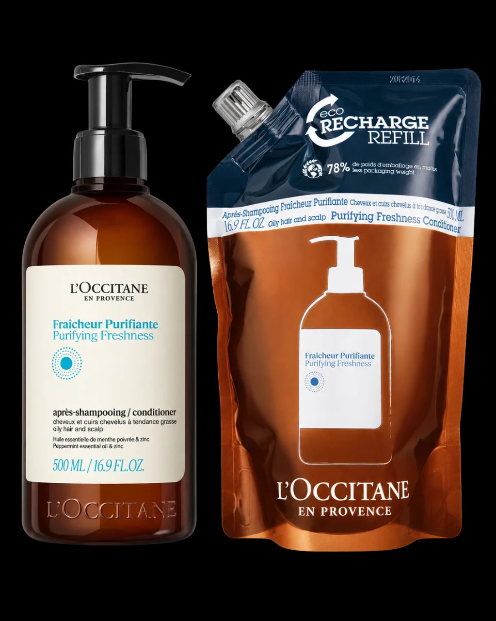 L'Occitane En Provence Arındırıcı ve Canlandırıcı Saç Kremi ve Eko-Yedek Seti