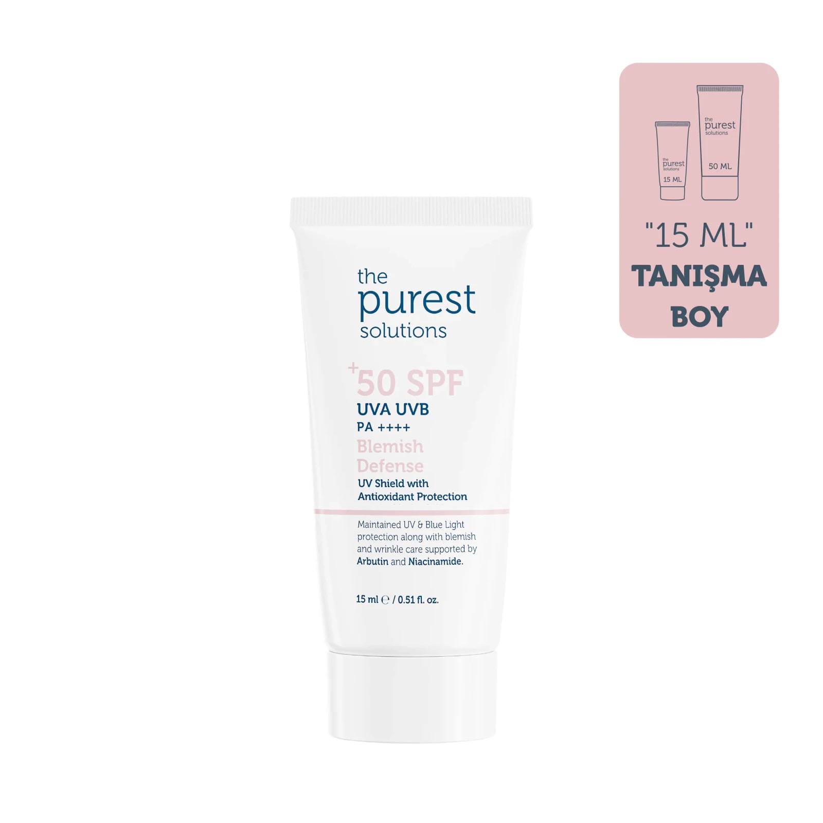 The Purest Solutions Cilt Tonu Eşitleyici Ve Leke Karşıtı Blemish Defense Renkli Güneş Koruyucu Krem SPF 50, 15 Ml