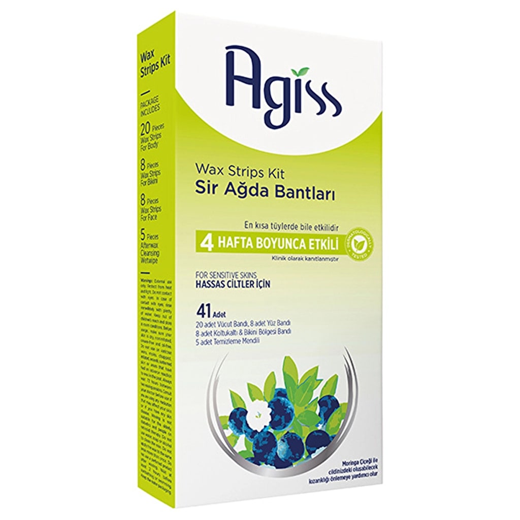 Agiss Sir Ağda Bantları Vücut, Koltuk Altı, Bikini ve Yüz Bölgesi 41'li (Hassas Ciltler İçin)