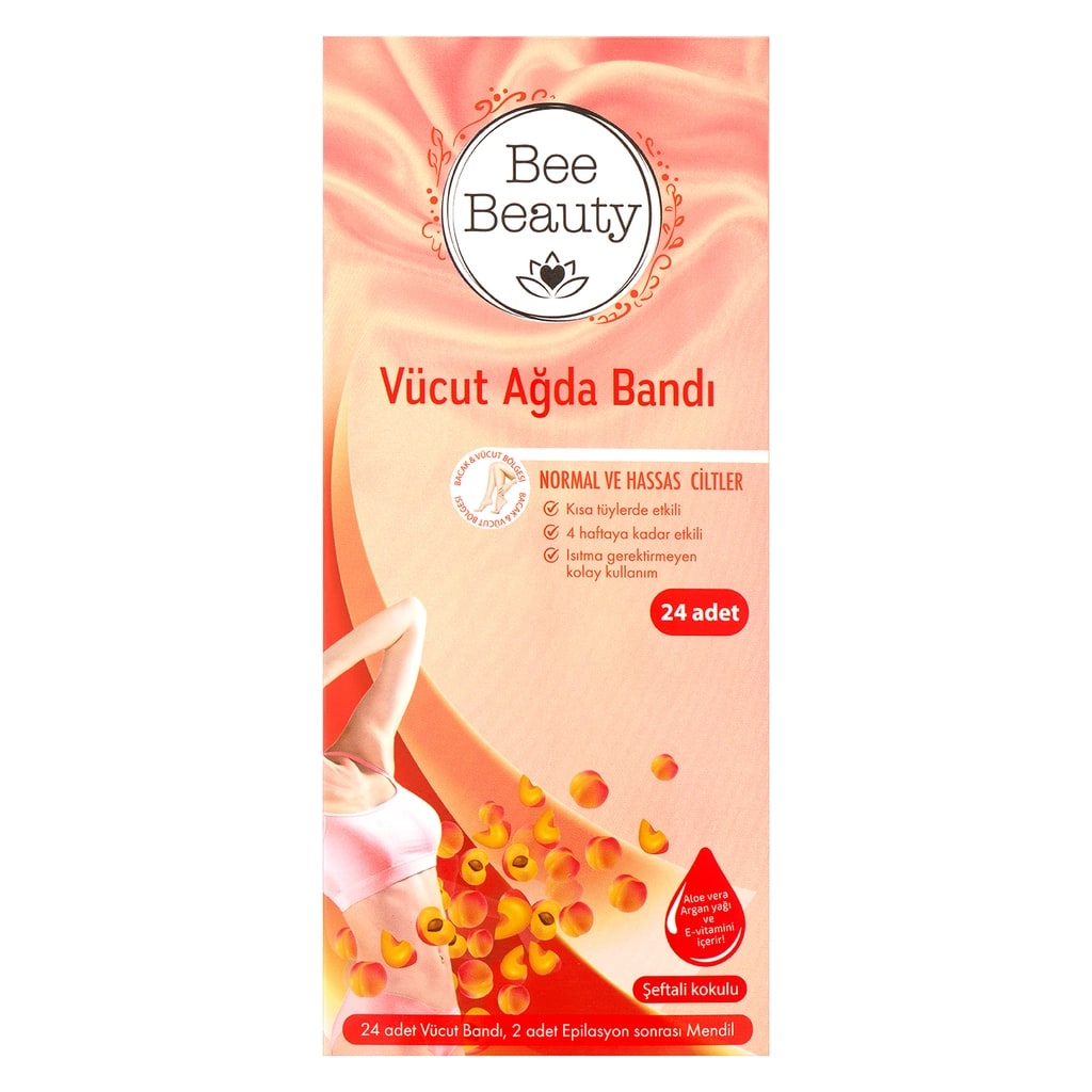 Bee Beauty Vücut Ağda Bandı Şeftali 24'lü