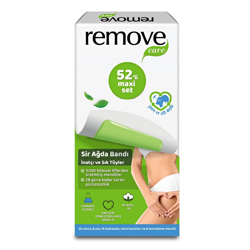 Remove Care Maxi Set İnatçı ve Sık Tüyler Sir Ağda Bandı 52'li