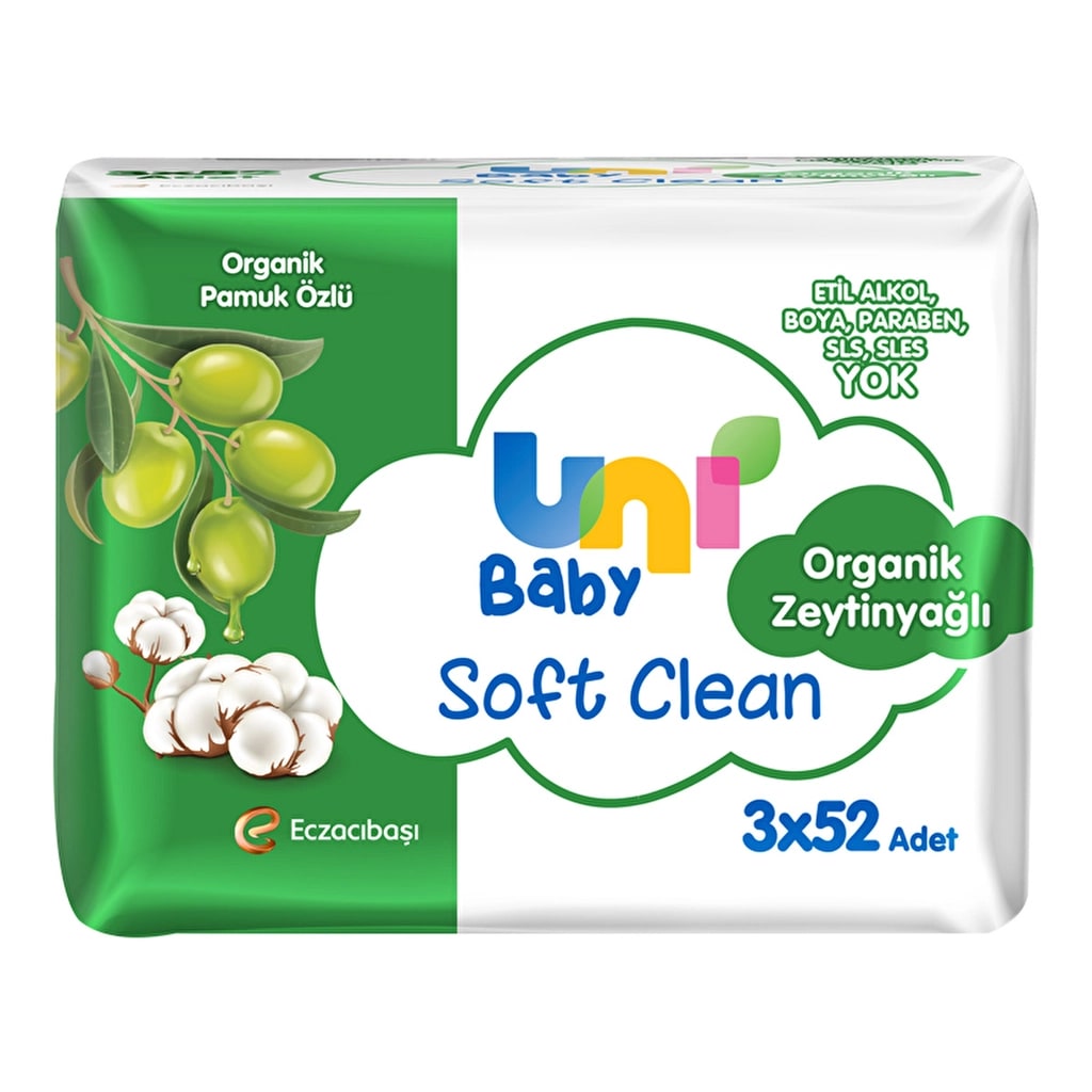 Uni Baby Soft Clean Organik Pamuk Özlü Zeytinyağlı Bebek Islak Mendil