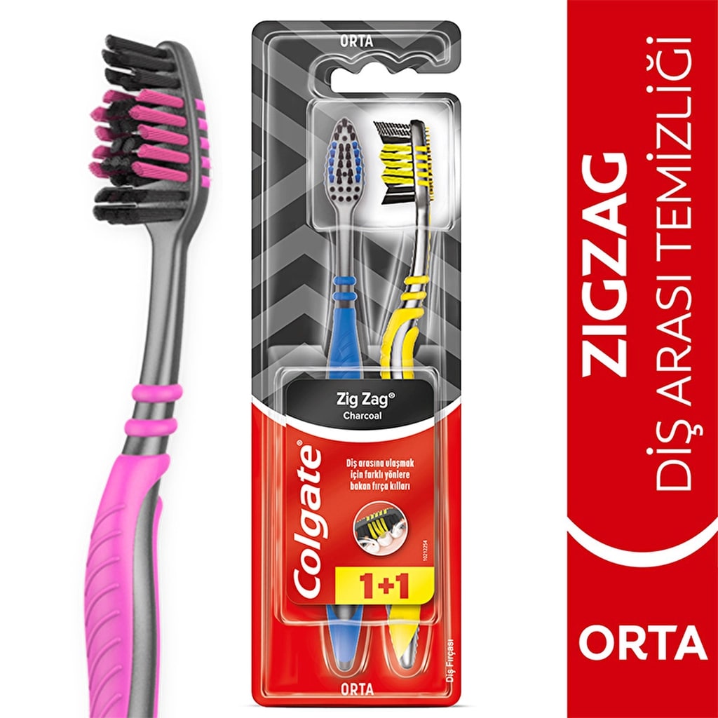 Colgate ZigZag Charcoal Diş Fırçası 1+1 (Orta)