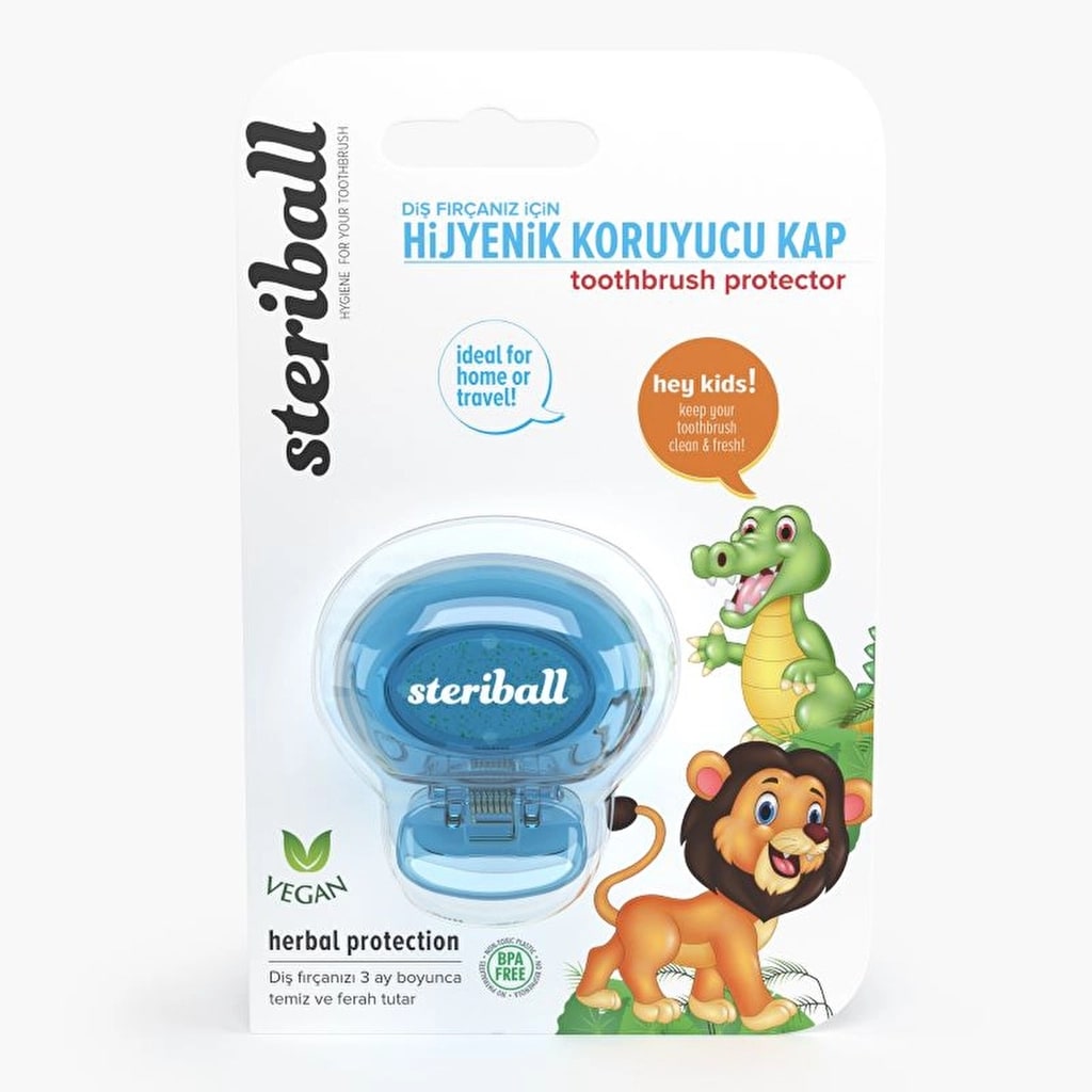 Steriball Çocuk Aslan Fırça Koruyucu Kap (Açık Mavi)
