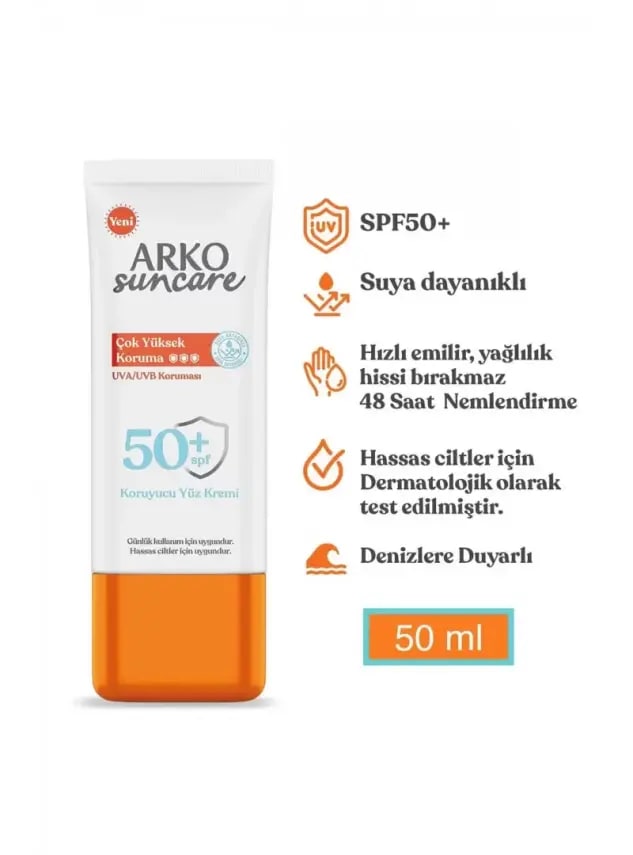 ARKO Suncare Spf50+ Güneş Koruyucu Yüz Kremi