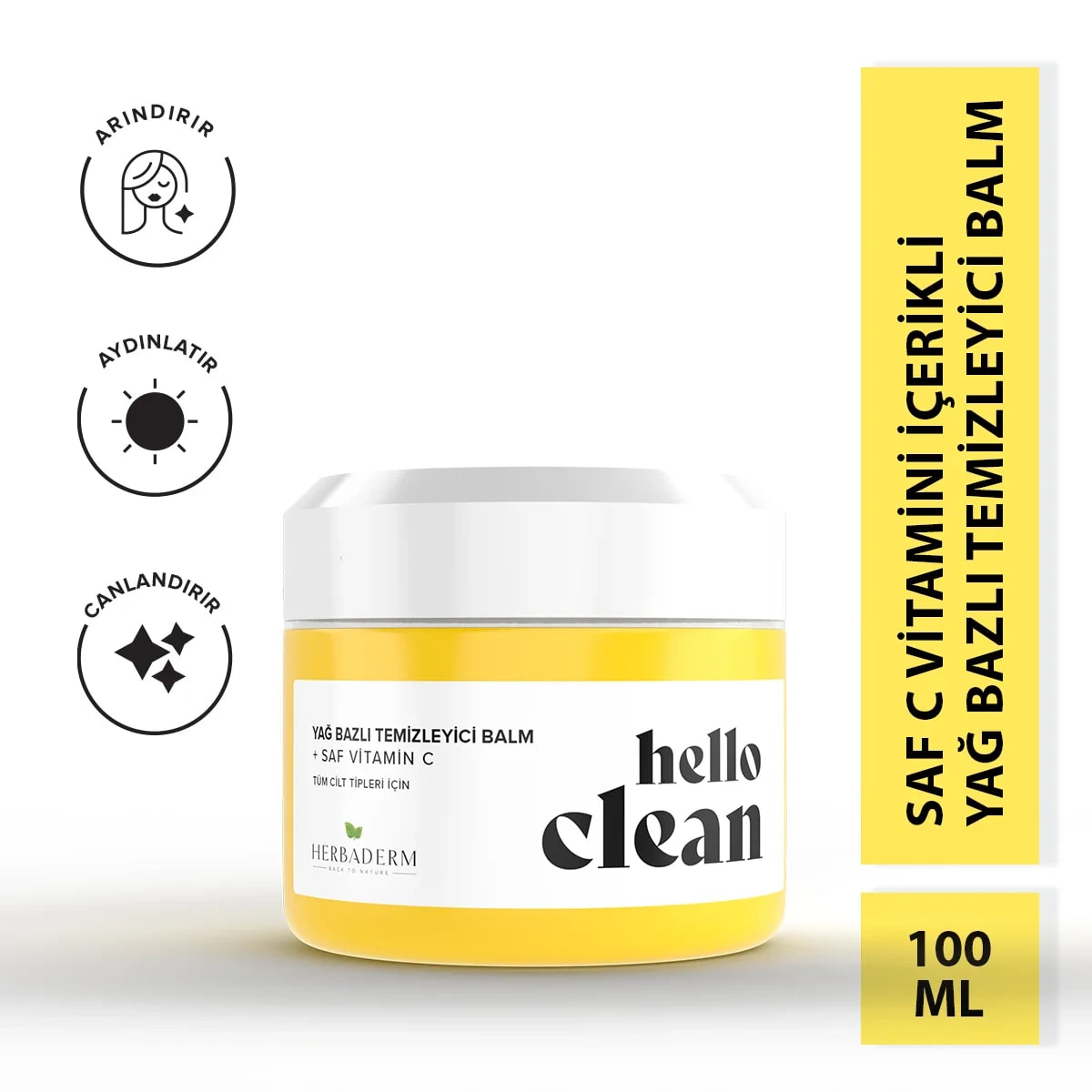 Herbaderm Hello Clean C Vitamini İçeren Yağ Bazlı Temizleyici Balm