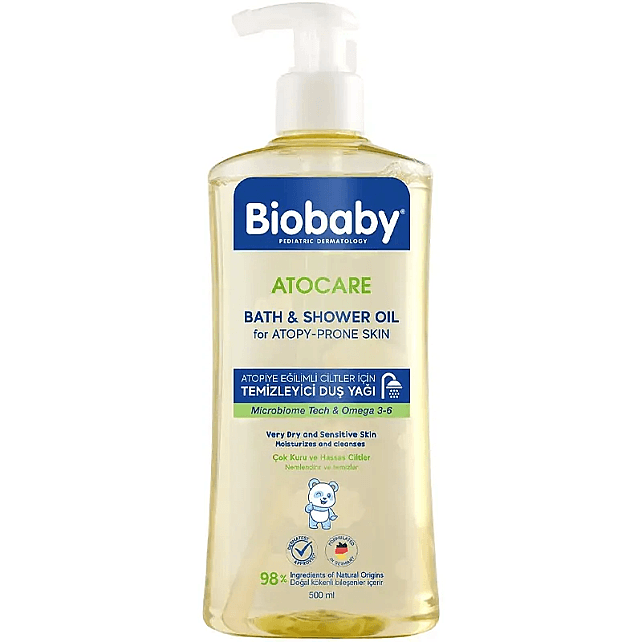 Biobaby Atocare Bath & Shower Oil - Atopiye Eğilimli Cilt Temizleyici Duş Yağı