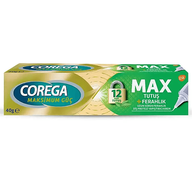 Corega Max Tutuş + Ferahlık Diş Protezi Yapıştırıcı Krem