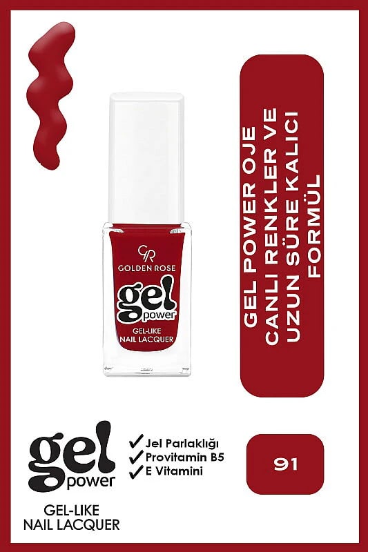 Golden Rose Gel Power Gel-Like - 91 - Kırmızı Oje - Gel Power Nail Lacquer