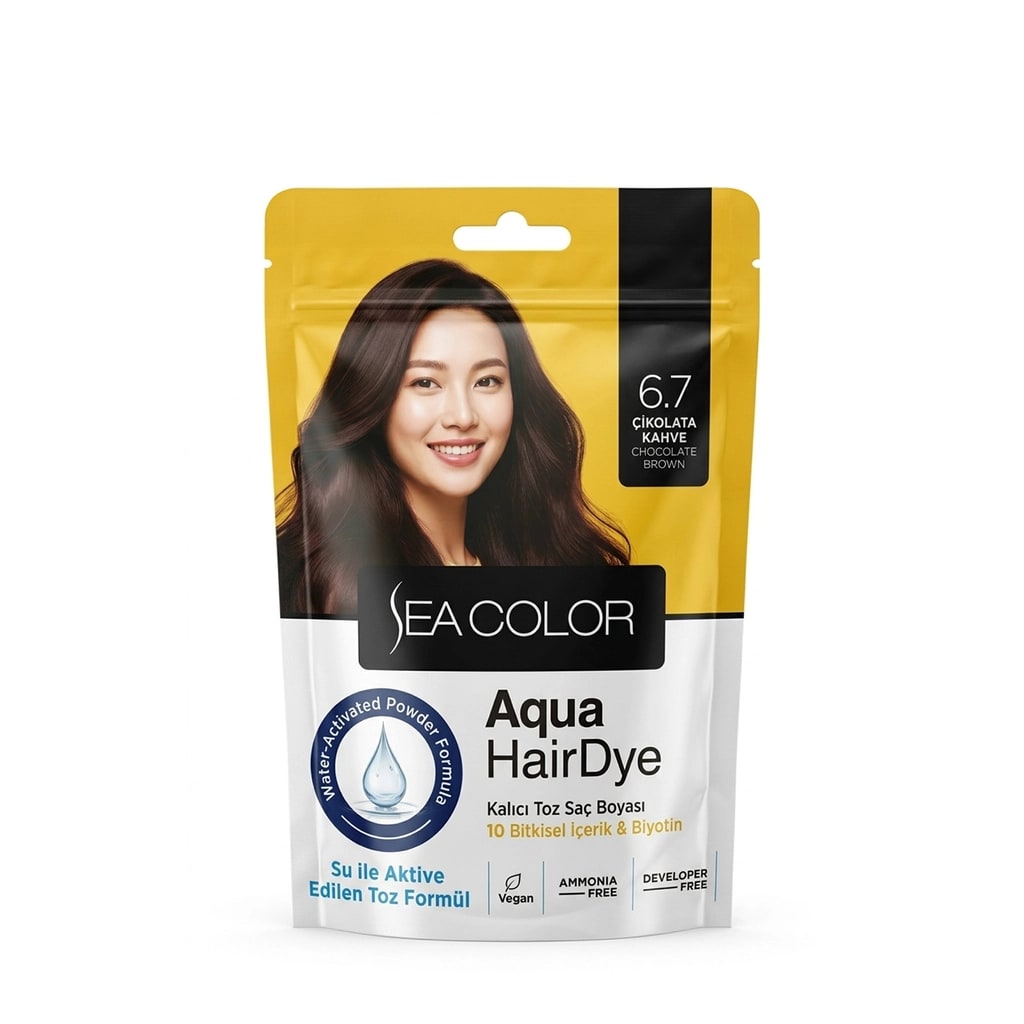 Sea Color Aqua Hair Dye Kalıcı Toz Saç Boyası 6.7 Çikolata Kahve