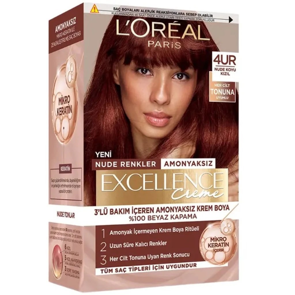 L'Oréal Paris Loreal Paris Excellence Creme Renkler Saç Boyası 4UR Koyu Kızıl