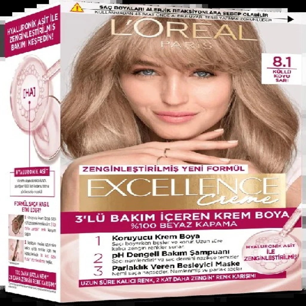 L'Oréal Paris Loreal Paris Excellence Creme Saç Boyası 8.1 Küllü Koyu Sarı