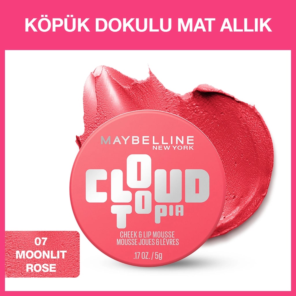 Maybelline New York Cloudtopia Köpük Dokulu Mat Allık 07 Moonlit Rose