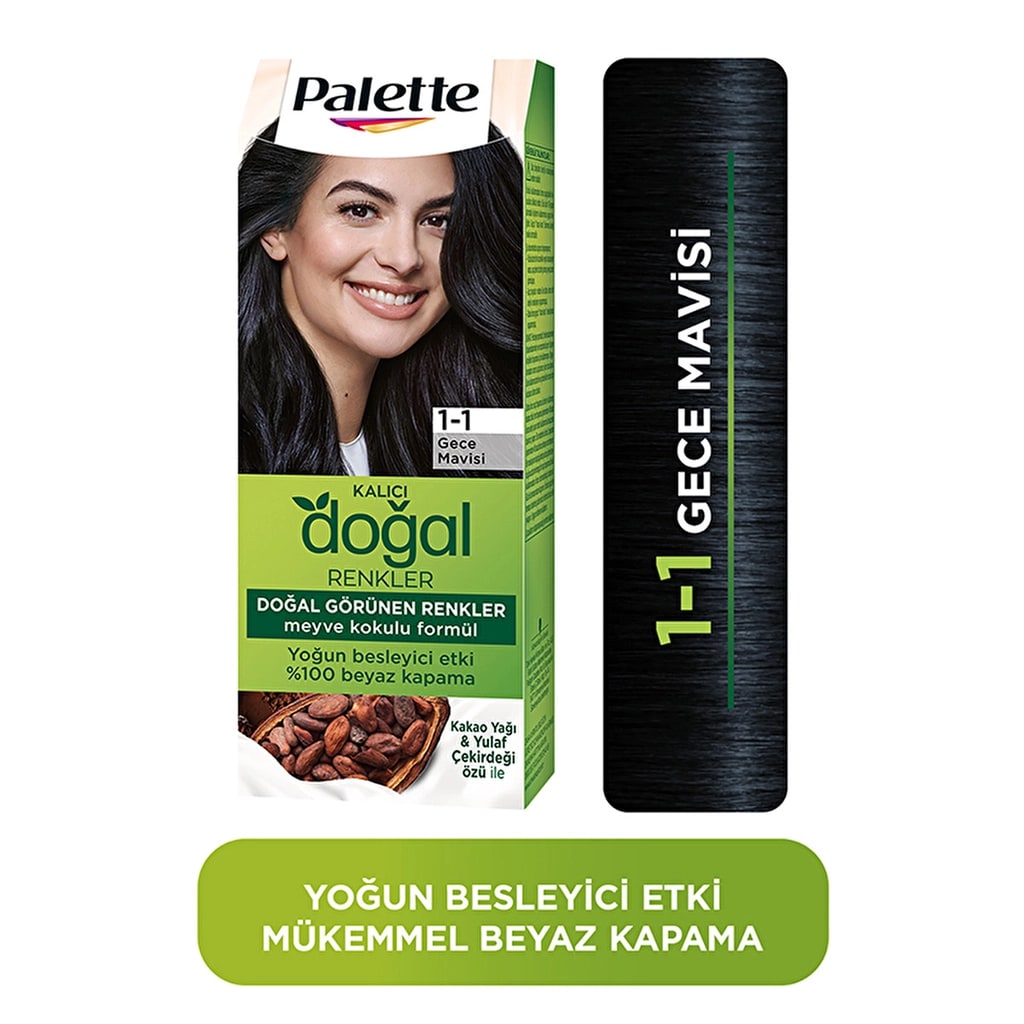 Palette Kalıcı Doğal Renkler Saç Boyası 1-1 Gece Mavisi