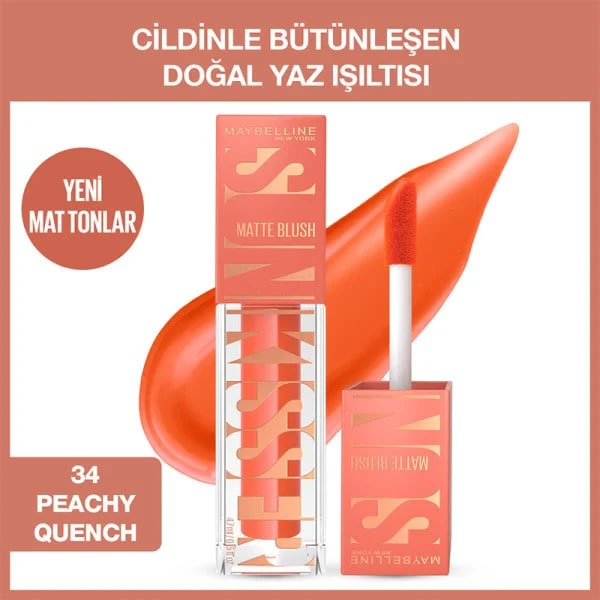Maybelline New York Sunkisser Likit Mat Allık- 34 Peachy Quench