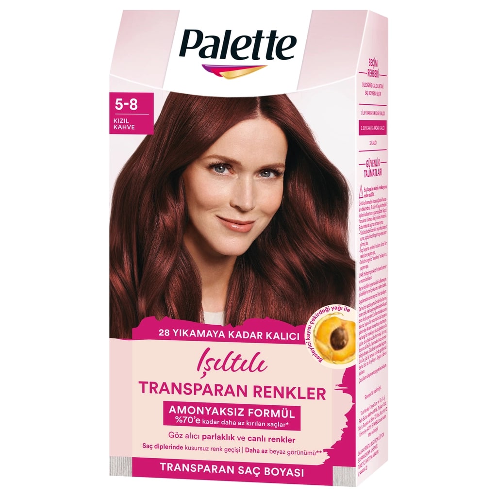 Palette Işıltılı Transparan Renkler Saç Boyası 5-8 Kızıl Kahve