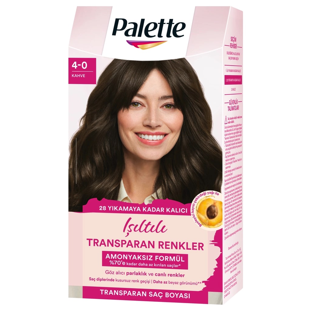 Palette Işıltılı Transparan Renkler Saç Boyası 4-0 Kahve