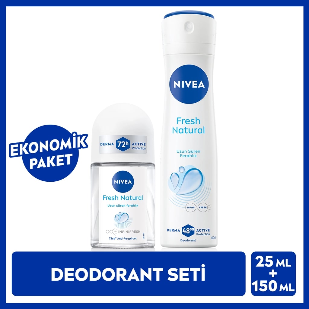 Nivea Fresh Natural Kadın Deodorant Sprey + Mini Roll-on