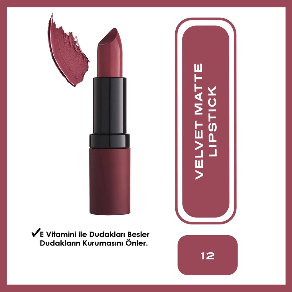 Golden Rose Velvet Matte Lipstick Ruj No:12