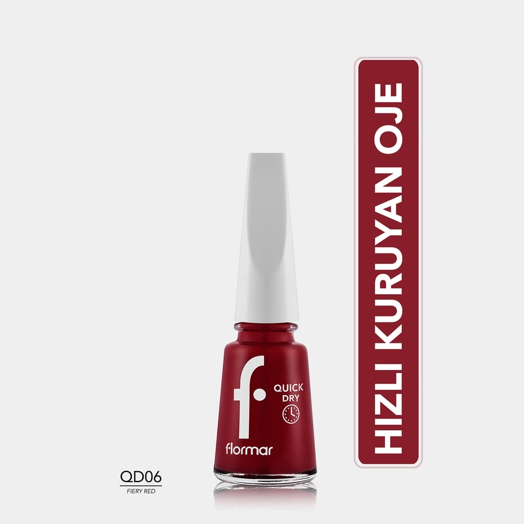 Flormar Quick Dry Hızlı Kuruyan Yoğun Pigmentli Oje 006 Fiery Red