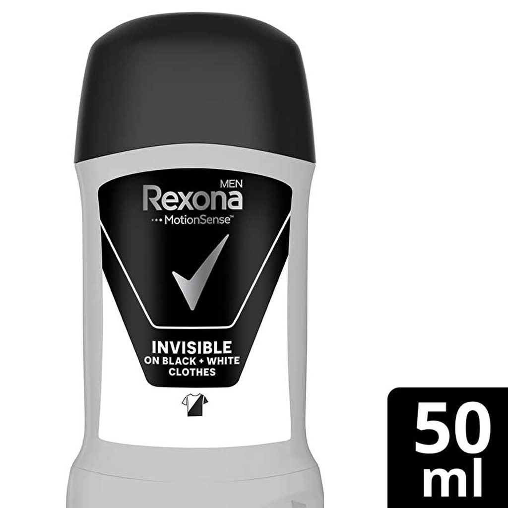 Rexona Men MotionSense Erkek Stick Deodorant Invisible On Black White Clothes