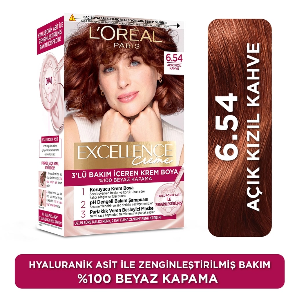 Loreal Paris Excellence Creme Saç Boyası - 6.54 Açık Kızıl Kahve
