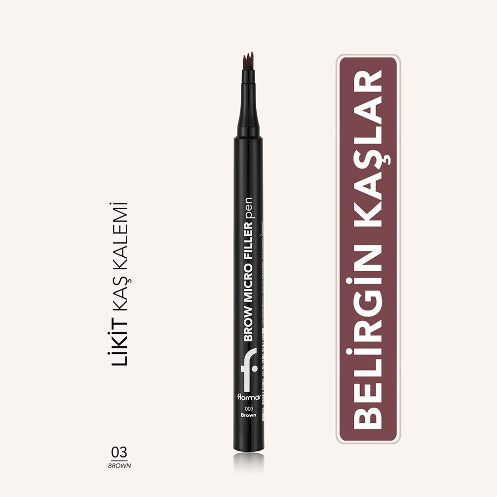 Flormar Brow Micro Filler Tarak Uçlu Doğal Bitişli Kaş Kalemi 03 Brown