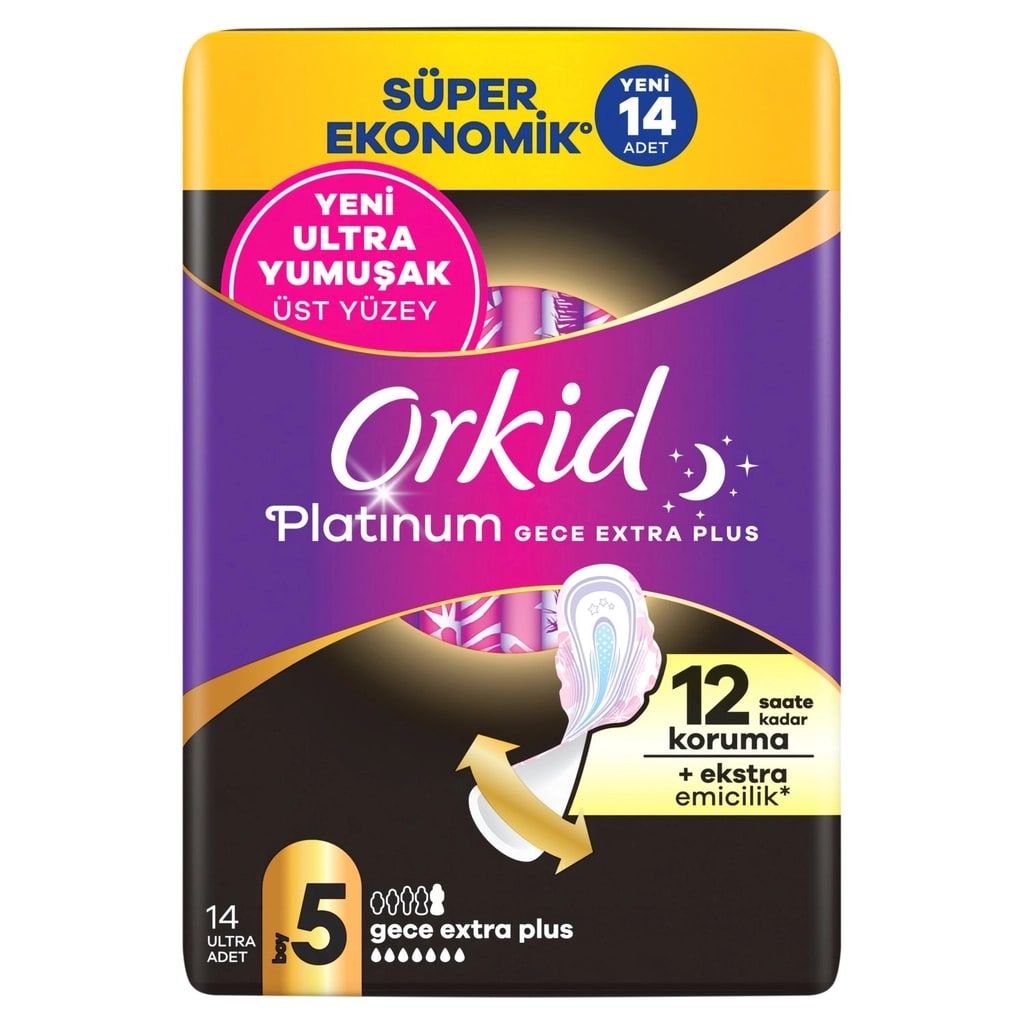 Orkid Platinum Gece (Boy 5) Extra Plus 14 Adet Hijyenik Ped
