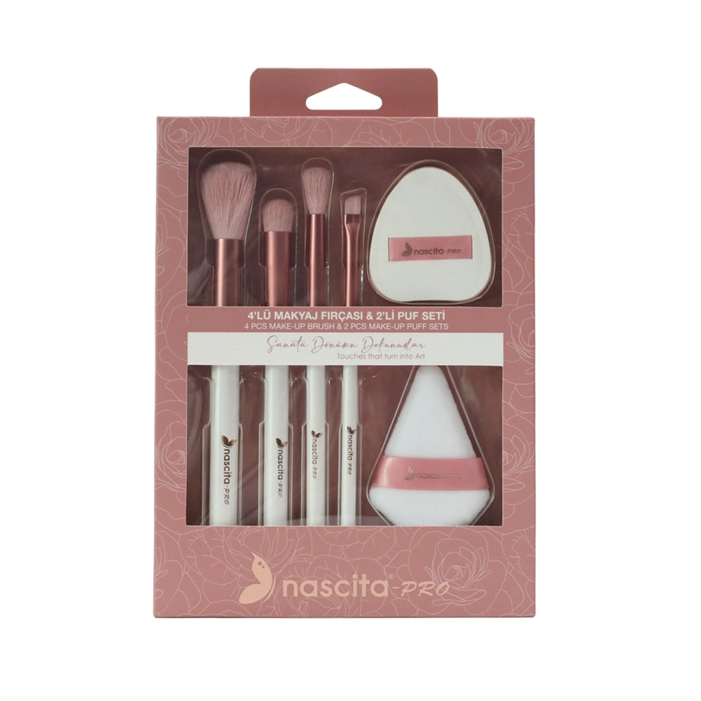 Nascita 4'lü Makyaj Fırçası & Puf Seti (Set 3)