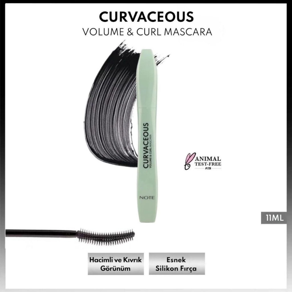 Note Cosmetique Note Curvaceous Hacim ve Kıvırma Etkili Maskara Siyah