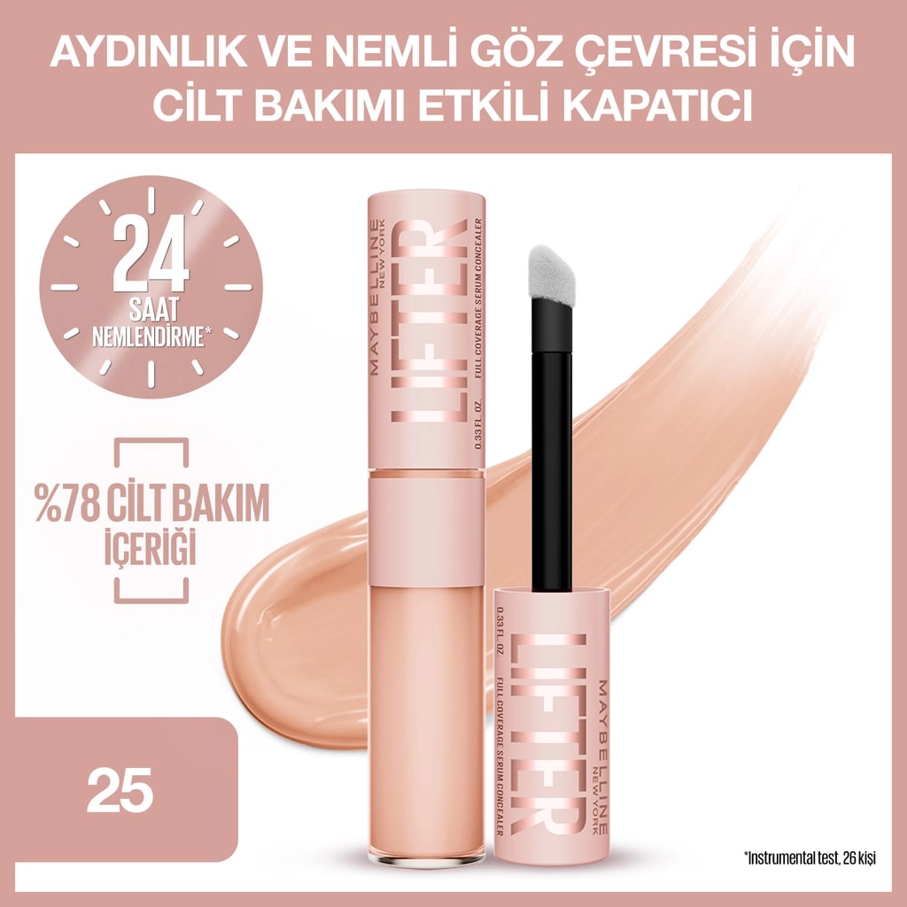 Maybelline New York Lifter Kafein ve Peptitler İçeren Nemlendiren ve Aydınlatan Kapatıcı 25