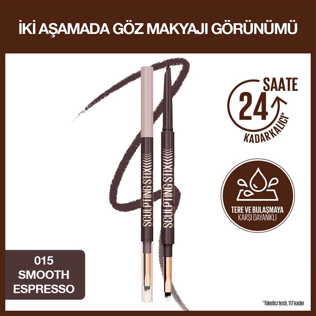 Maybelline New York Sculpting Stix Çift Uçlu Göz Kalemi 015 Smooth Espresso