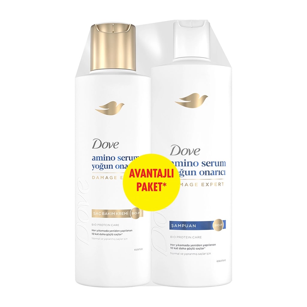 Dove Amino Serum Yoğun Onarıcı Şampuan 375 ml + Saç Bakım Kremi 200 ml