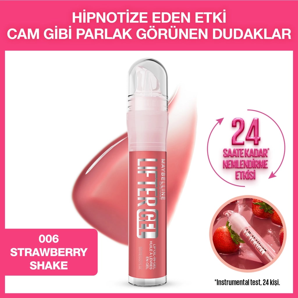 Maybelline New York Lifter Gel Ekstra Parlak ve Nemlendirici Dudak Parlatıcısı 006 Strawberry Shake