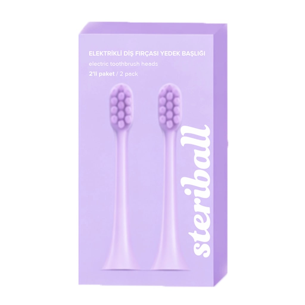 Steriball Electric Toothbrush Head 2 Pcs Elektrikli Diş Fırçası Başlığı 2 Adet Lila