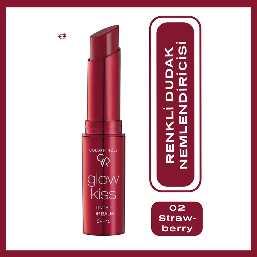 Golden Rose Glow Kiss Tinted Lip Balm Ruj 02 Strawberry